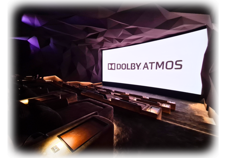 VIP cinema seating rows in a Dolby Atmos private cinema in Dubai