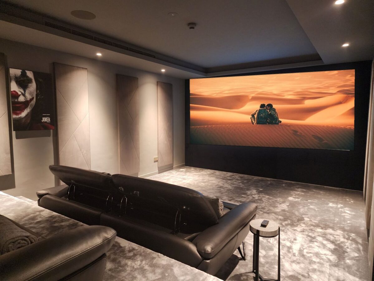 Saadiyat Island home cinema with panoramic screen